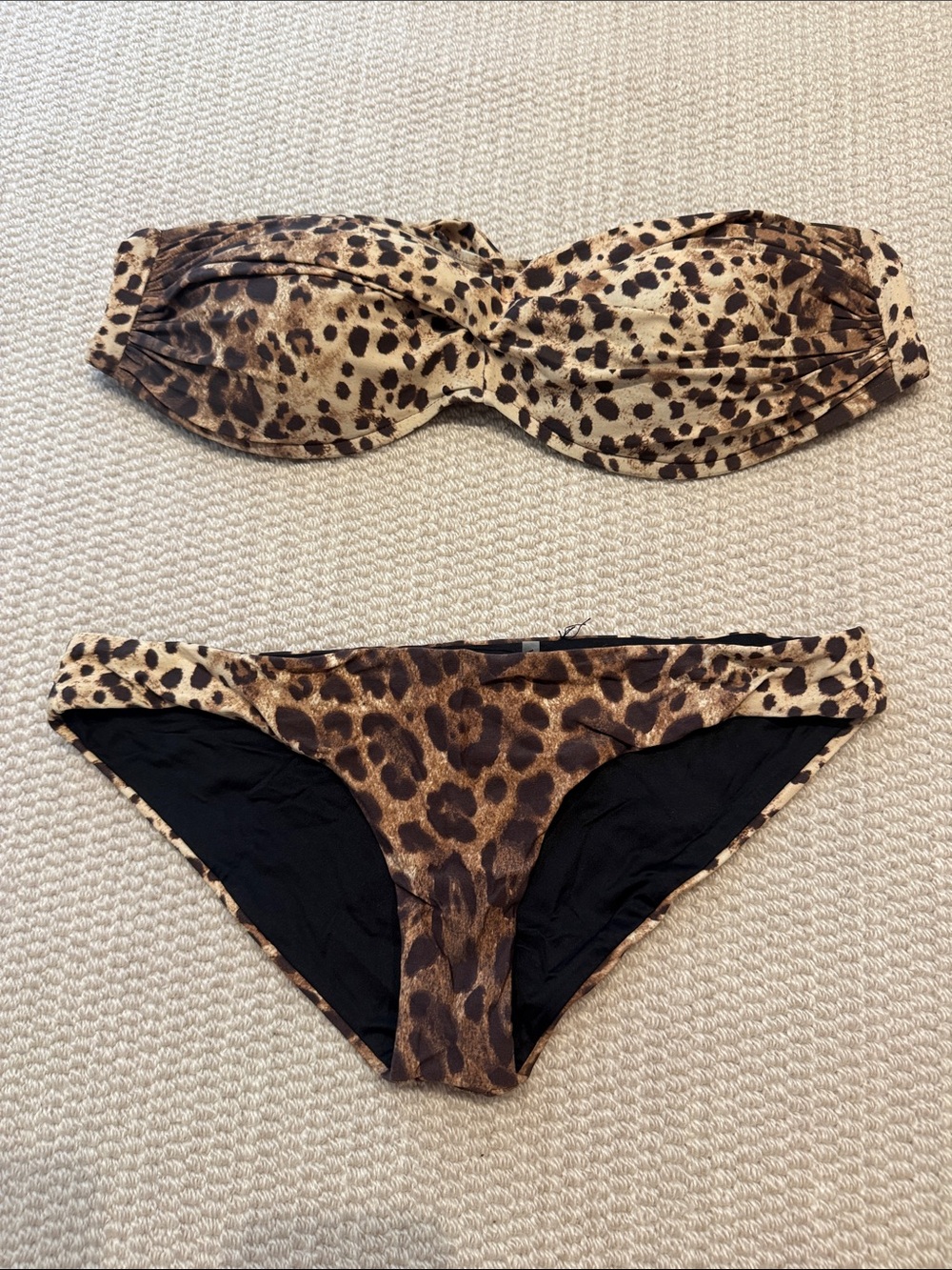 Vitamin A Leopard Print Bandeau Bikini in Brown and Black